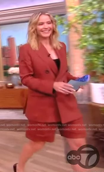 Sara’s brown double breasted blazer and shorts on The View