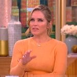 Sara’s orange knit sweater and satin skirt on The View