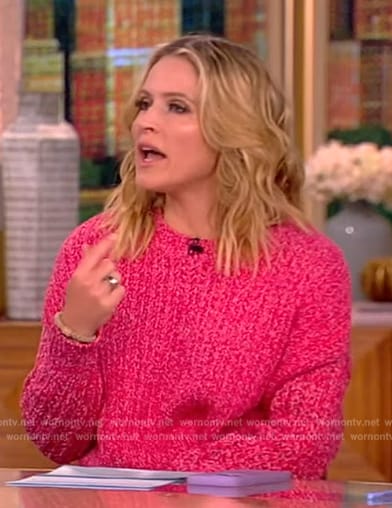 Sara's pink sweater and printed skirt on The View