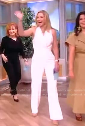 Sara's white sleeveless tux jumpsuit on The View