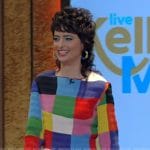 Sarah Sherman's multicolored smocked top and skirt on Live with Kelly and Mark