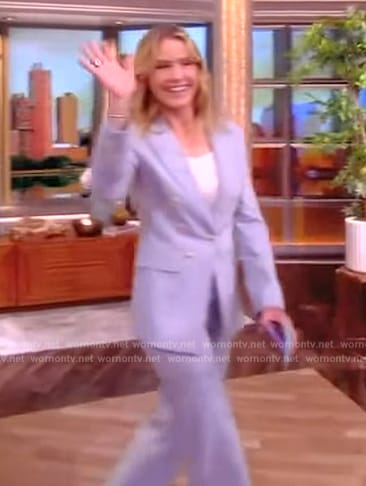 Sara’s blue double breasted blazer and pants on The View