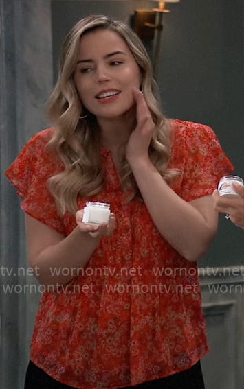 Sasha’s red floral top on General Hospital