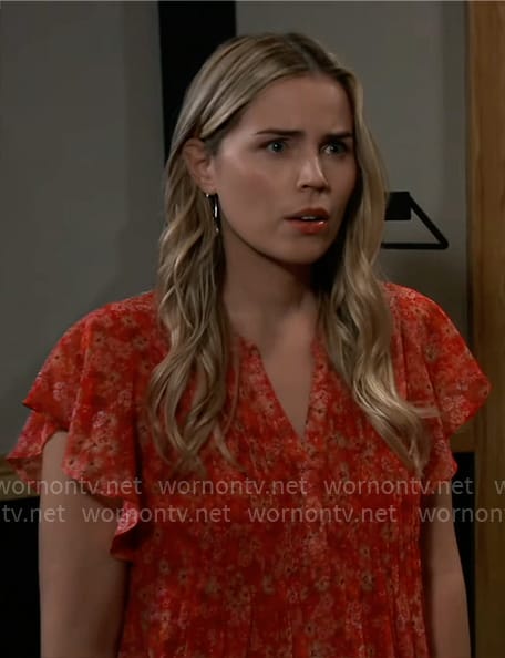 Sasha's red floral top on General Hospital