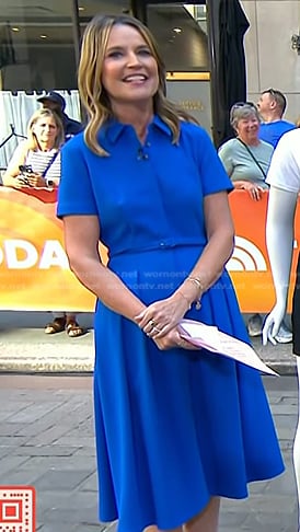 Savannah's blue belted shirtdress on Today