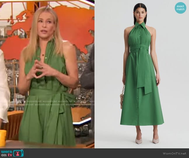 Scanlan Theodore arachute Sleeveless Shirt Dress in Green worn by Chelsea Handler on The Drew Barrymore Show