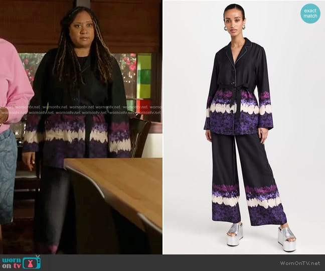 Scotch & Soda Dip Dye Stripe Pajama Blazer and Eleni Pants worn by Karen Wilson (Tracie Thoms) on 9-1-1