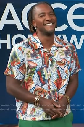 Scott’s postcard print shirt on Access Hollywood