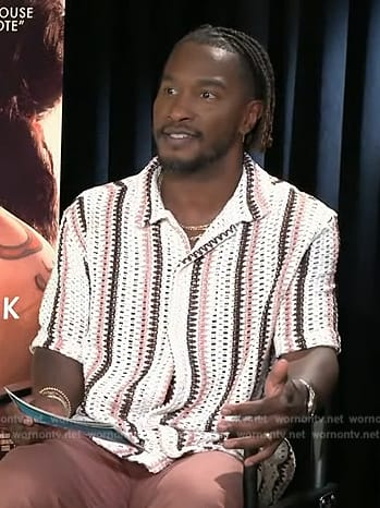 Scott's open knit stripe shirt on Access Hollywood