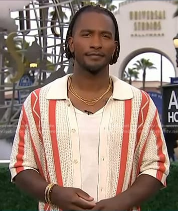 Scott’s striped crochet shirt on Access Hollywood