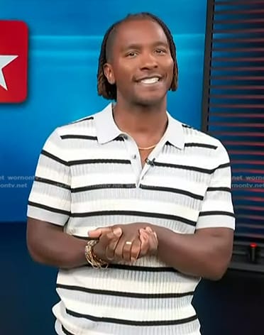 Scott's striped ribbed knit polo on Access Hollywood