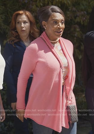 Barbara's pink open cardigan on Abbott Elementary