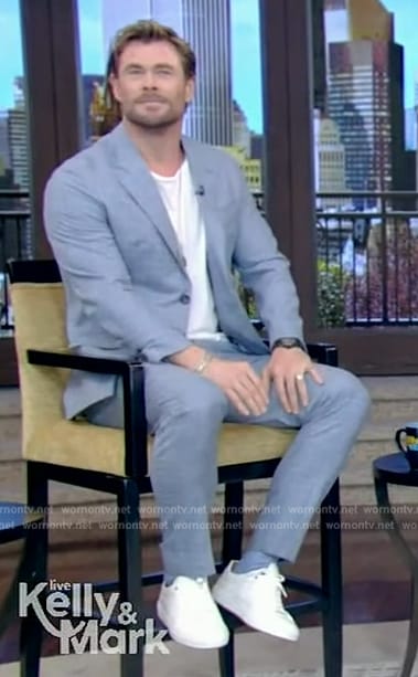 Chris Hemsworth’s blue suit on Live with Kelly and Mark