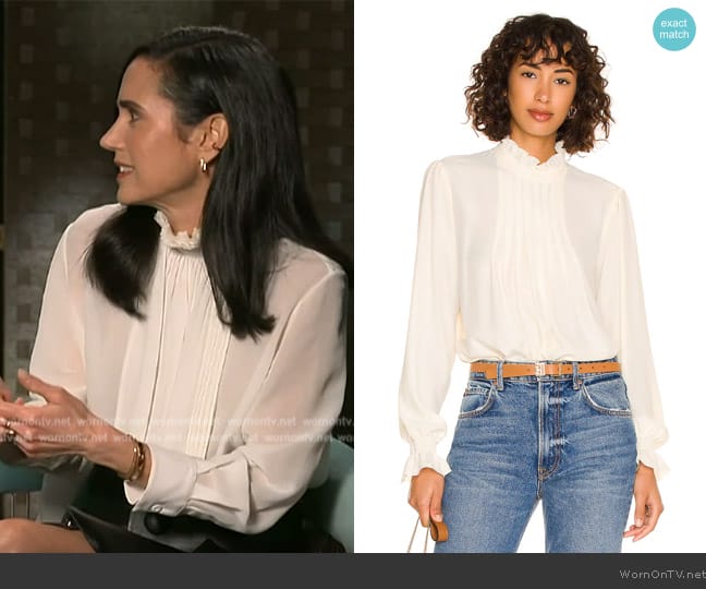 See By Chloe Victorian High Neck Blouse worn by Jennifer Connelly on Access Hollywood