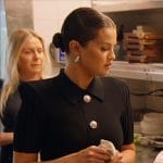 Selena Gomez's black button front dress on Selena + Restaurant