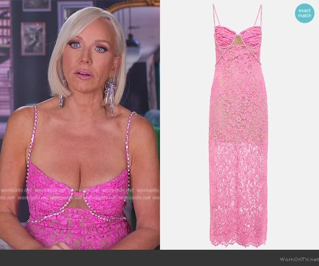 Self Portrait Embellished floral lace maxi dress worn by Margaret Josephs on The Real Housewives of New Jersey