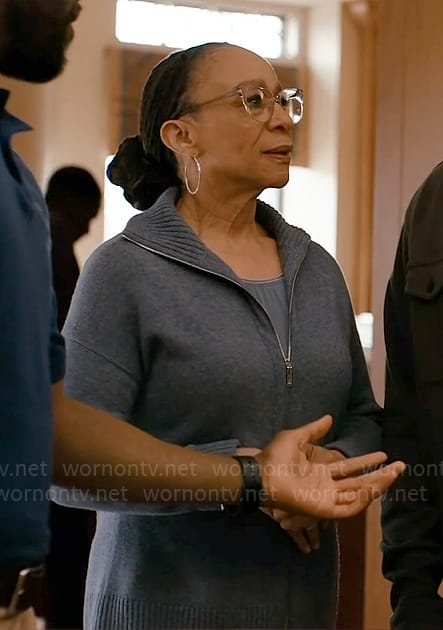 Sharon's zip cardigan on Chicago Med