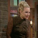 Sharon’s printed mesh long sleeve dress on The Young and the Restless