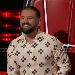 Shay Mooney’s ivory floral print shirt on The Voice