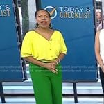 Sheinelle's green wide-leg pants on Today