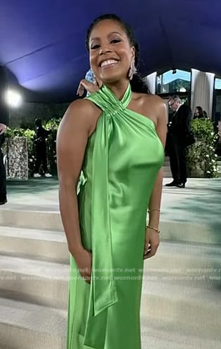 Sheinelle's green satin dress on Today