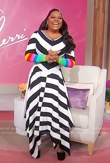 Sherri’s asymmetric striped dress on Sherri