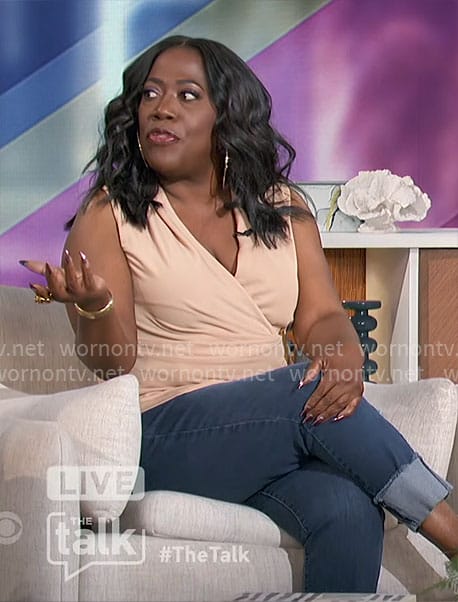 Sheryl's beige wrap top on The Talk