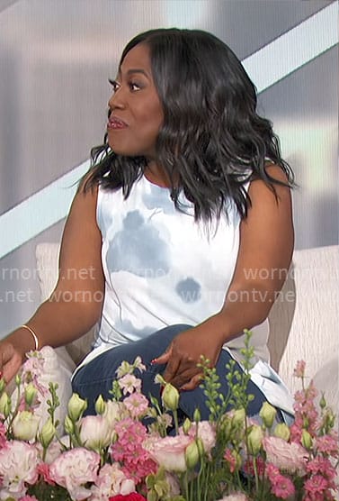 Sheryl's watercolor print top on The Talk