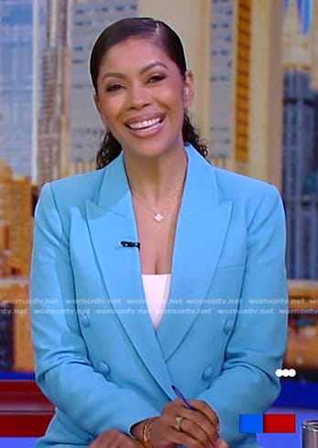 Shirleen's blue double breasted blazer on Good Morning America