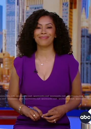 Shirleen's purple ruffle sleeve dress on Good Morning America