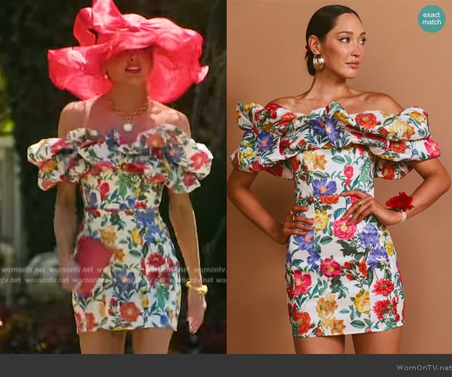 Ali’s floral print ruffle mini dress on Selling the OC