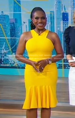 Sheryl Lee Ralph’s yellow v-neck sleeveless dress on Good Morning America