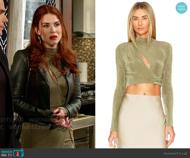 Significant Other Ivy Top in Khaki worn by Sally Spectra (Courtney Hope) on The Young and the Restless