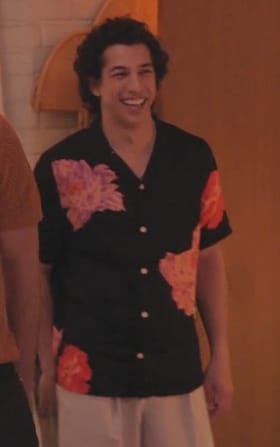 Simon's black floral print shirt on Abbott Elementary