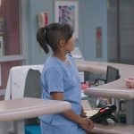 Simone’s blue sneakers on Greys Anatomy