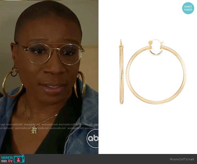 Simone I. Smith Brilliance Hoops - Extra Large worn by Henrietta Wilson (Aisha Hinds) on 9-1-1