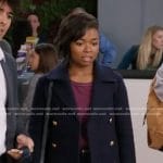 Simone’s navy jacket with gold buttons on Greys Anatomy