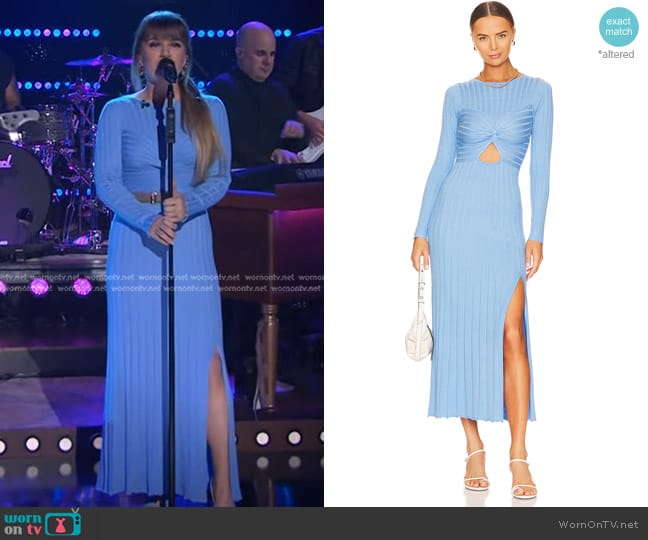 Sovere Recline Knit Dress in Azure worn by Kelly Clarkson on The Kelly Clarkson Show