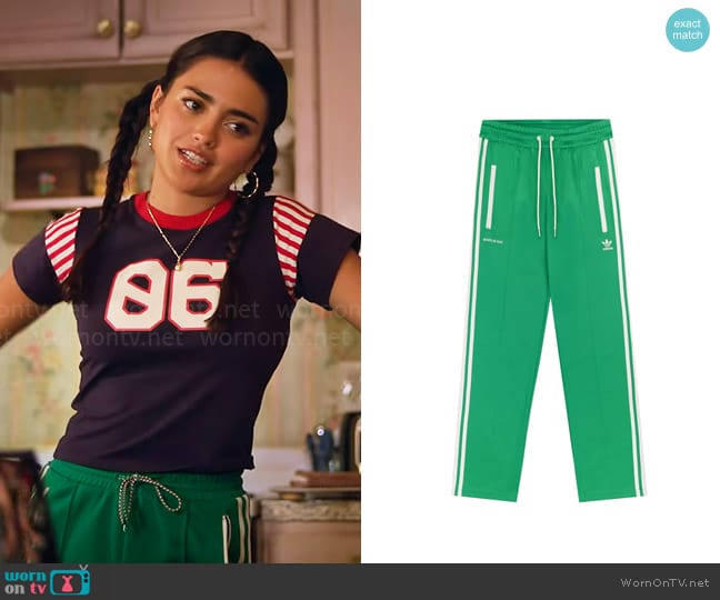 Adidas Track Pants in Jolly Green/Cream worn by Noa Olivar (Maia Reficco) on Pretty Little Liars Original Sin