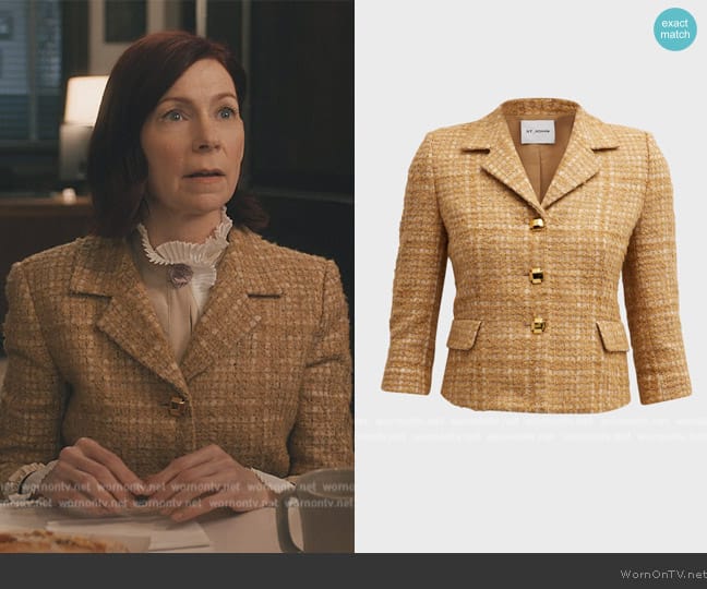 St. John Tonal Soft Check Tweed Single-Breasted Jacket worn by Elsbeth Tascioni (Carrie Preston) on Elsbeth