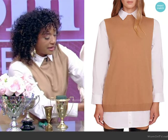 Staud Fern Layered Mixed-Media Minidress worn by Dayna Isom Johnson on Live with Kelly and Mark