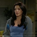 Steffy’s grey hoodie and sweatpants with blue stripes on The Bold and the Beautiful