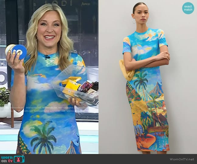 Stella Jean Beach Print Midi Dress worn by Jennifer Jolly on Today