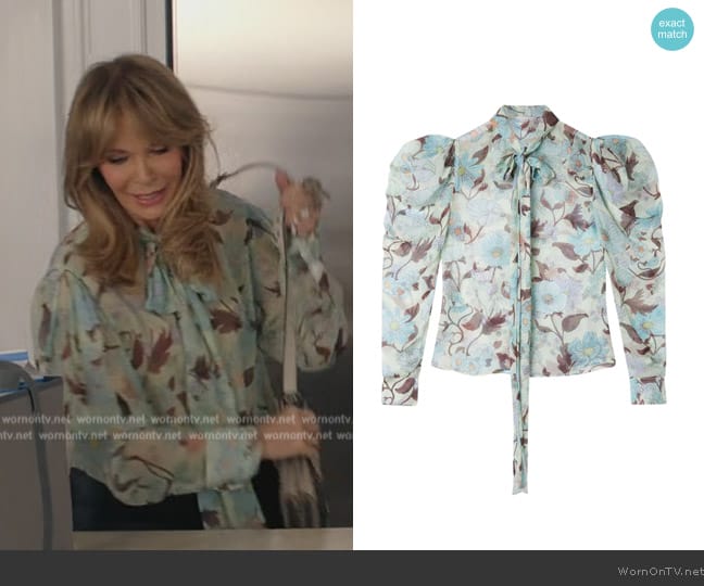 Stella McCartney Lady Garden silk blouse worn by Wendy Fine (Jaclyn Smith) on All American