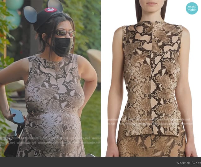 Stella McCartney Python Print Backless Jersey Top worn by Kourtney Kardashian (Kourtney Kardashian) on The Kardashians