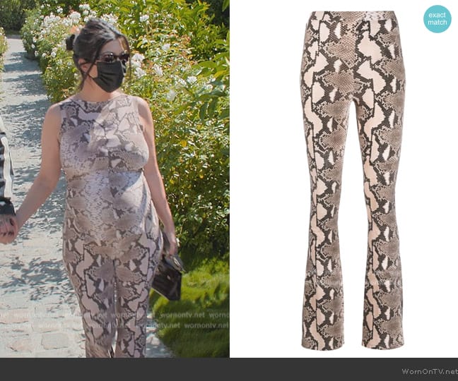 Stella McCartney Leopard-print wide-leg trousers worn by Kourtney Kardashian (Kourtney Kardashian) on The Kardashians