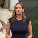 Stephanie Abrams’ navy sleeveless dress on CBS Mornings