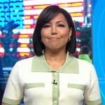 Stephanie's ivory and green short sleeve cardigan on Good Morning America