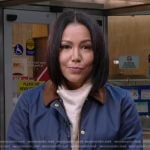 Stephanie’s navy jacket with corduroy collar on Good Morning America