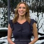 Stephanie Abrams' navy ruched front dress on CBS Mornings